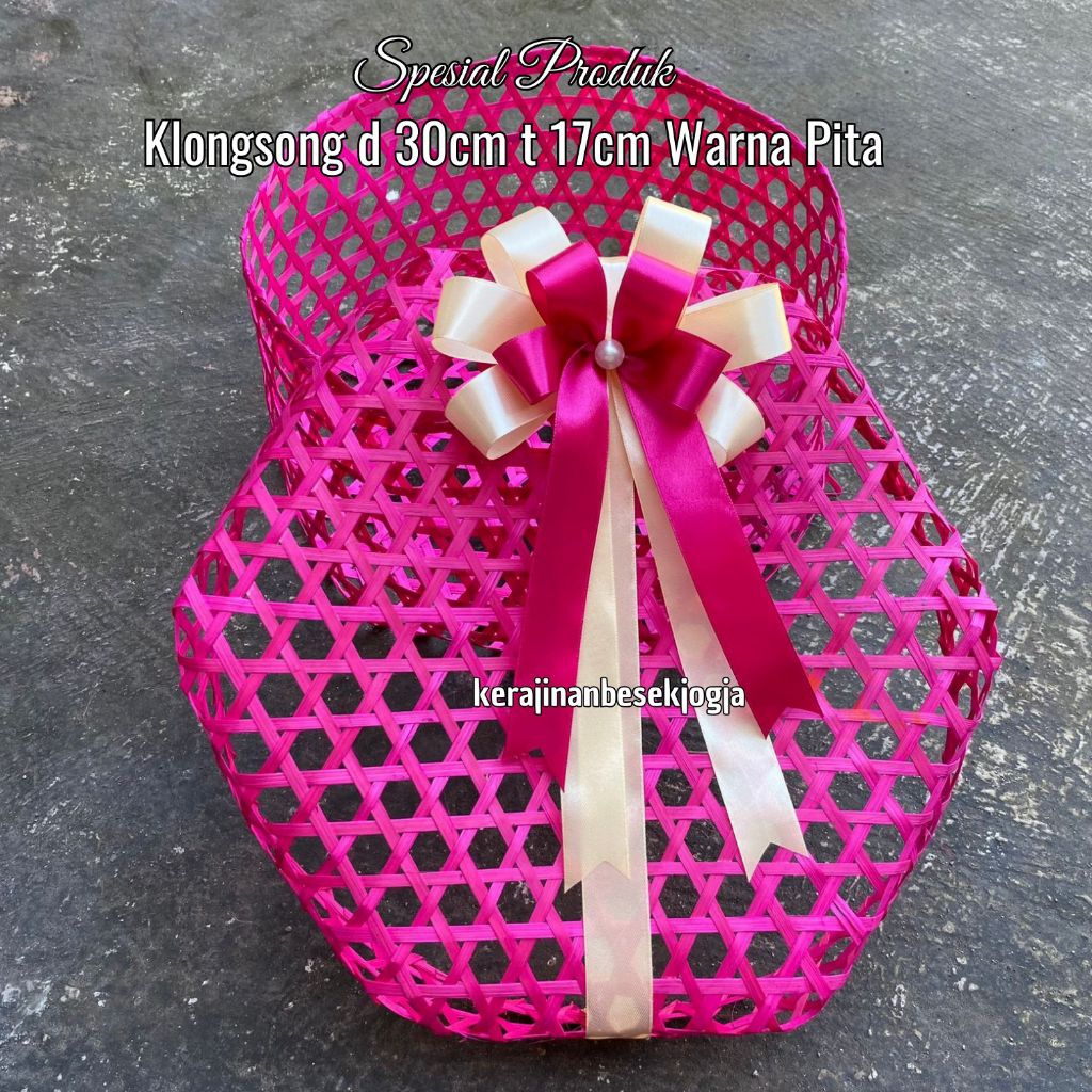 

KERANJANG BAMBU WARNA PITA D 30CM T 17CM WARNA PITA | klongsong telur klongsong bambu hantaran seserahan