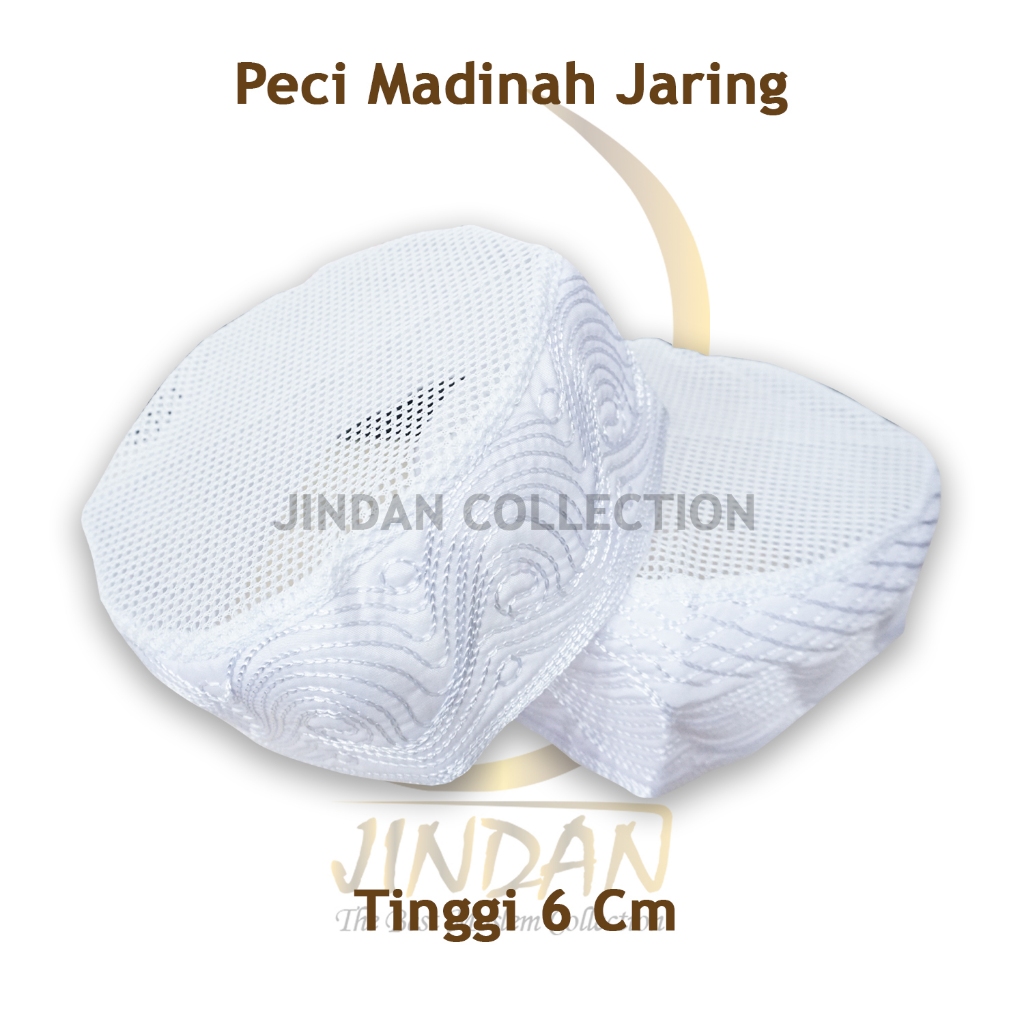 Peci Madinah Jaring Peci Putih Kopiah Haji Umroh Peci Saku Tinggi 6 Cm