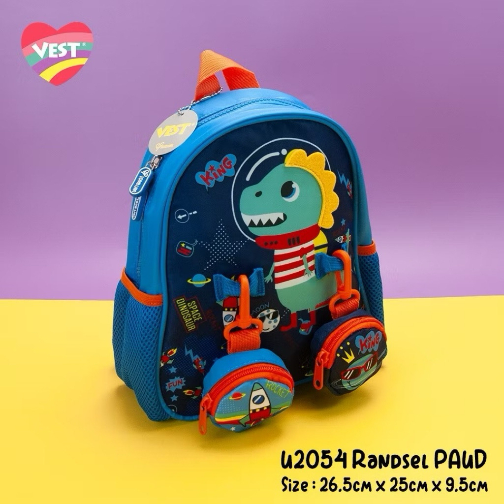 New Vest Tas Paud Anak Dino Waterproof