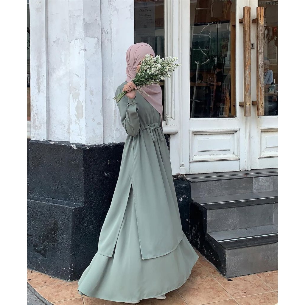 TAMI SET ROK / Stelan Tunik Rok Wanita Resleting Aktif Fashion Ootd Hijab Muslim Remaja