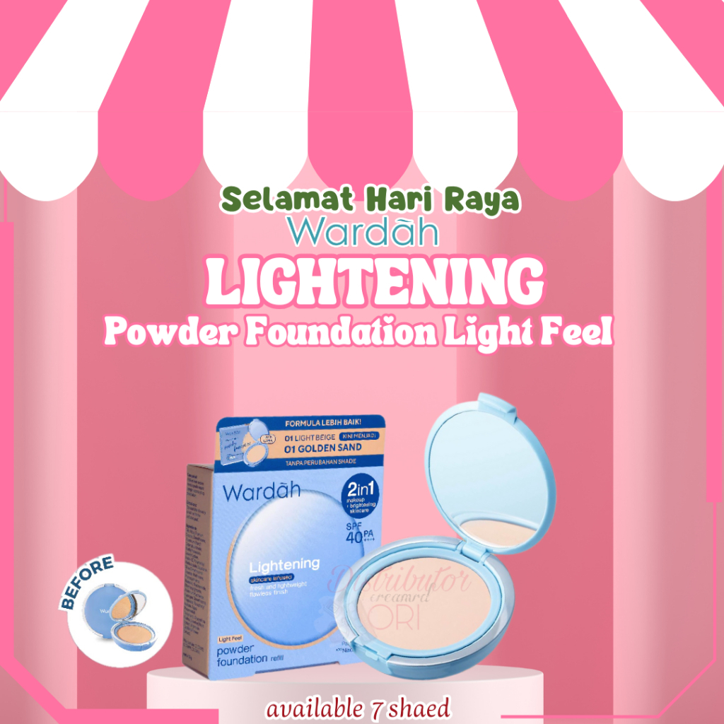 Wardah Lightening Powder Foundation Light Feel 12 g - Bedak Padat Medium-Buildable Coverage yang Dif