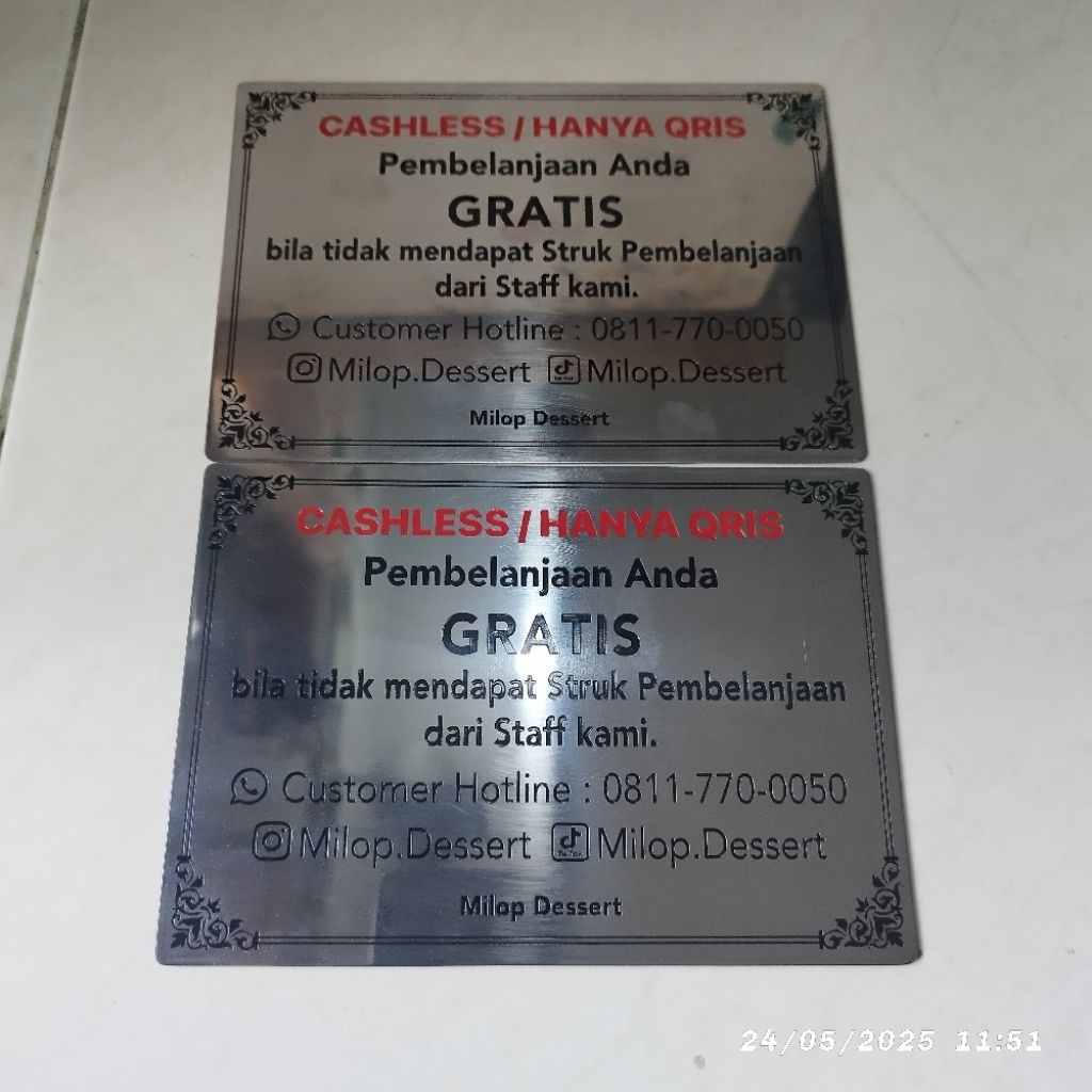 

Label plat stainless dan kuningan