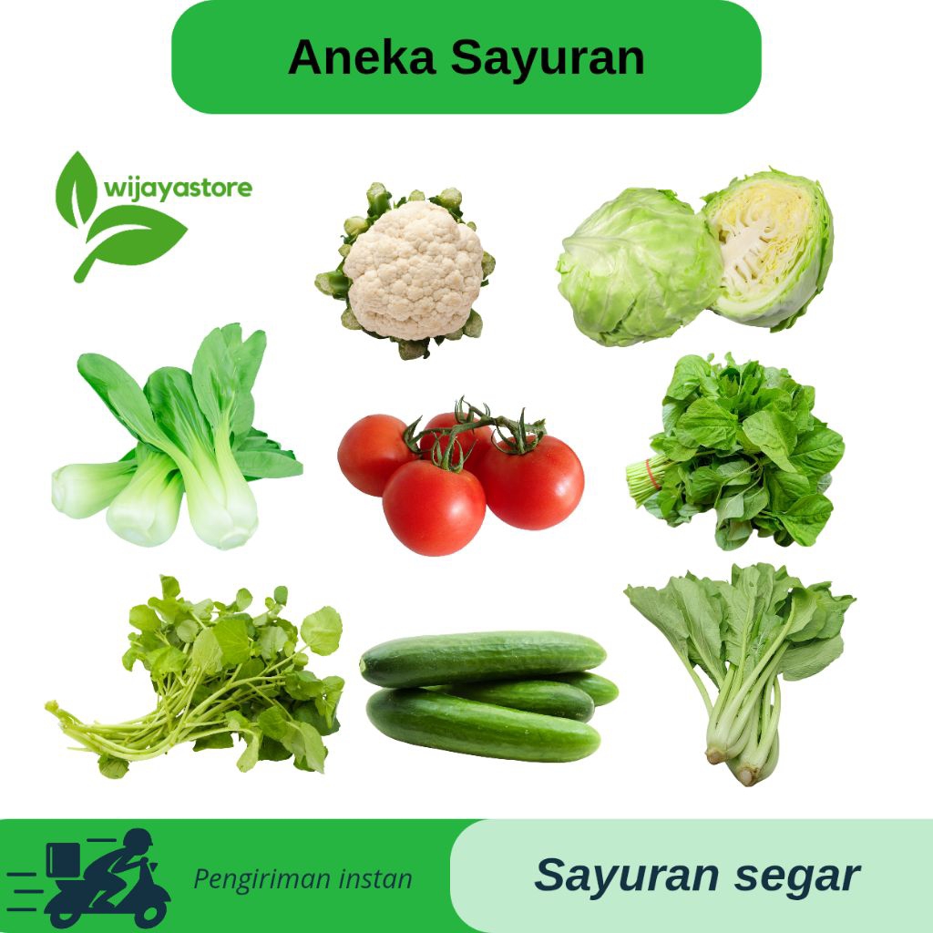

Aneka Sayuran Segar Sawi | Timun | Selada Air | Bayam | Tomat | Pokcoy | Kol | Kembang Kol