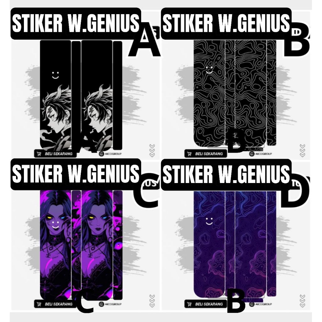 

Stiker Custom Untuk W.GENIUS – Aksesoris Dekorasi / Pelindung Body Premium Bahan Hologram Dan Non Hologram