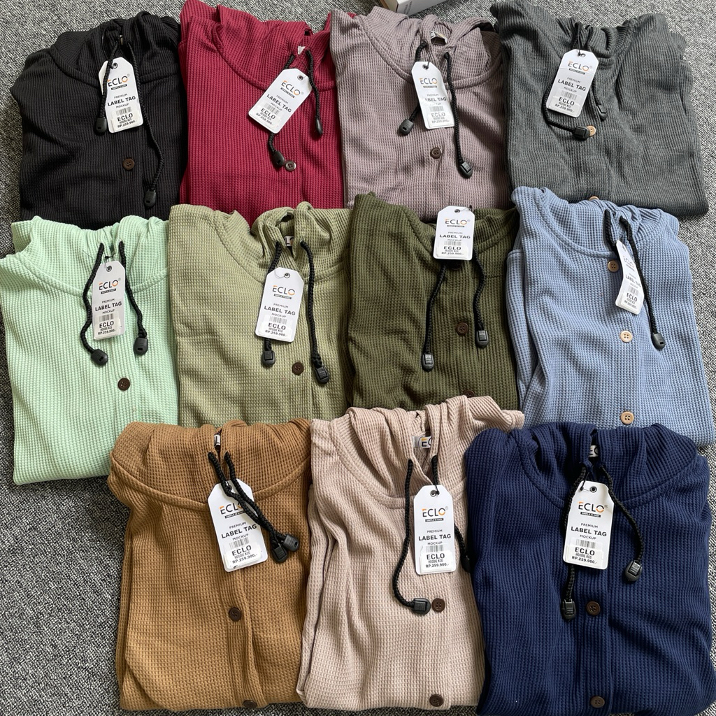 Hoodie Eclo Kancing Hoodie Wanita Hoodie Korean Style Cardigan Eclo Cardigan Waffle Wanita Cardigan 