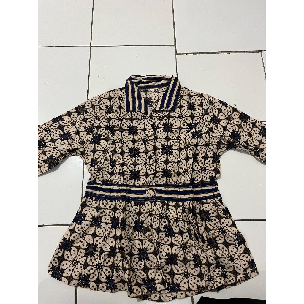 Blouse Kemeja Batik Warna Coklat Muda