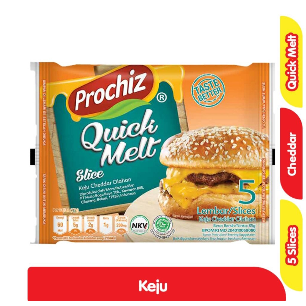

Prochiz Quick Melt Keju Cheddar Olahan Slice 5s