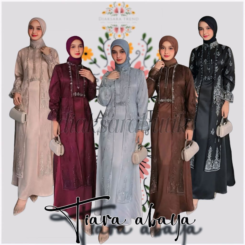 Tiara Set Aouter Dress Gamis Brukat OOTD Gamis Pesta Impor Terbaru 2025 Bahan Satin Velvet Mix Brkat