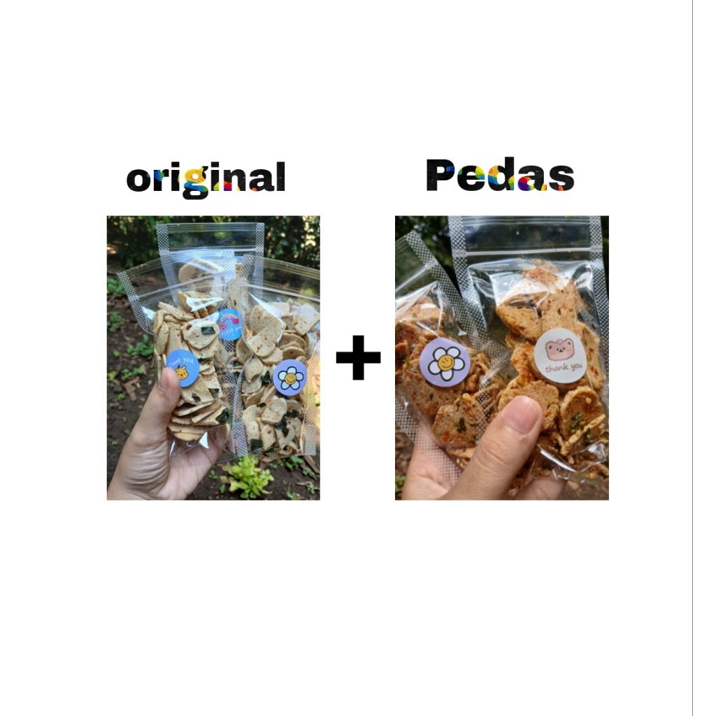 

paket Basreng Daun jeruk Original + pedas 50 + 50=100 gram