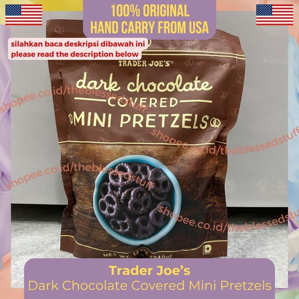 

Trader Joe's Dark Chocolate Covered Mini Pretzels 100% Original USA