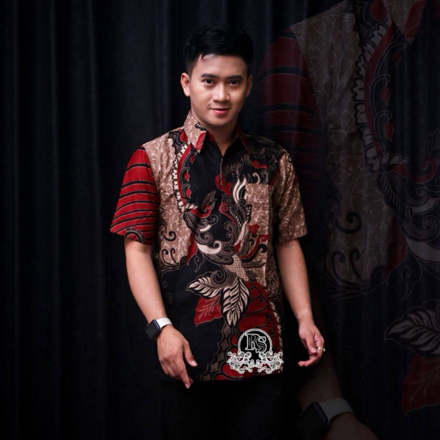 Kemeja Batik pria Premium Lengan Pendek Sangkuriang Merah