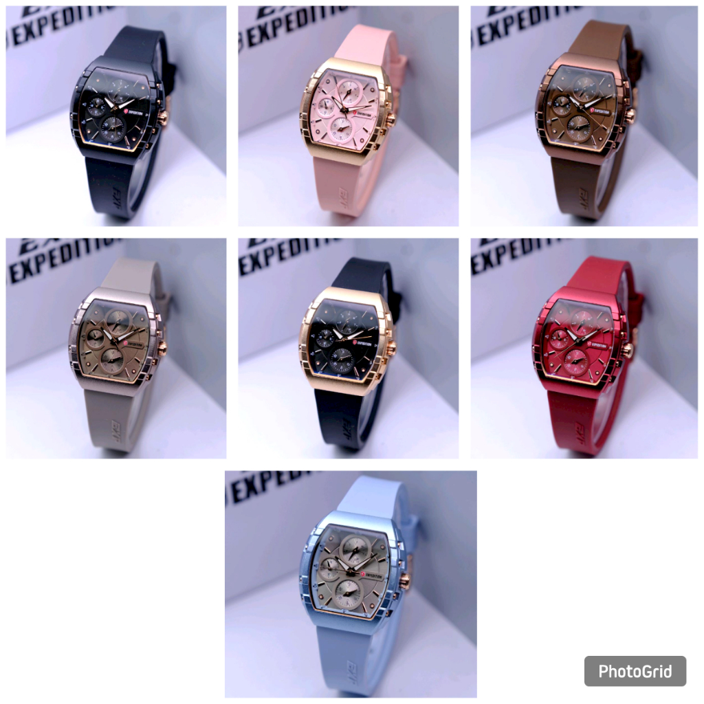 JAM TANGAN WANITA EXPEDITION EXP 6782 / E6782 ORIGINAL CHRONOGRAPH - TALI KARET - GARANSI RESMI 1 TA