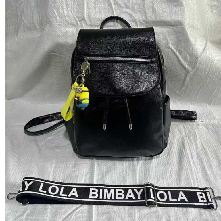 Tas Ransel Wanita Kulit  Elegan– Aksen YSL, Tali Selempang BIMBAY LOLA, dan Gantungan Lucu