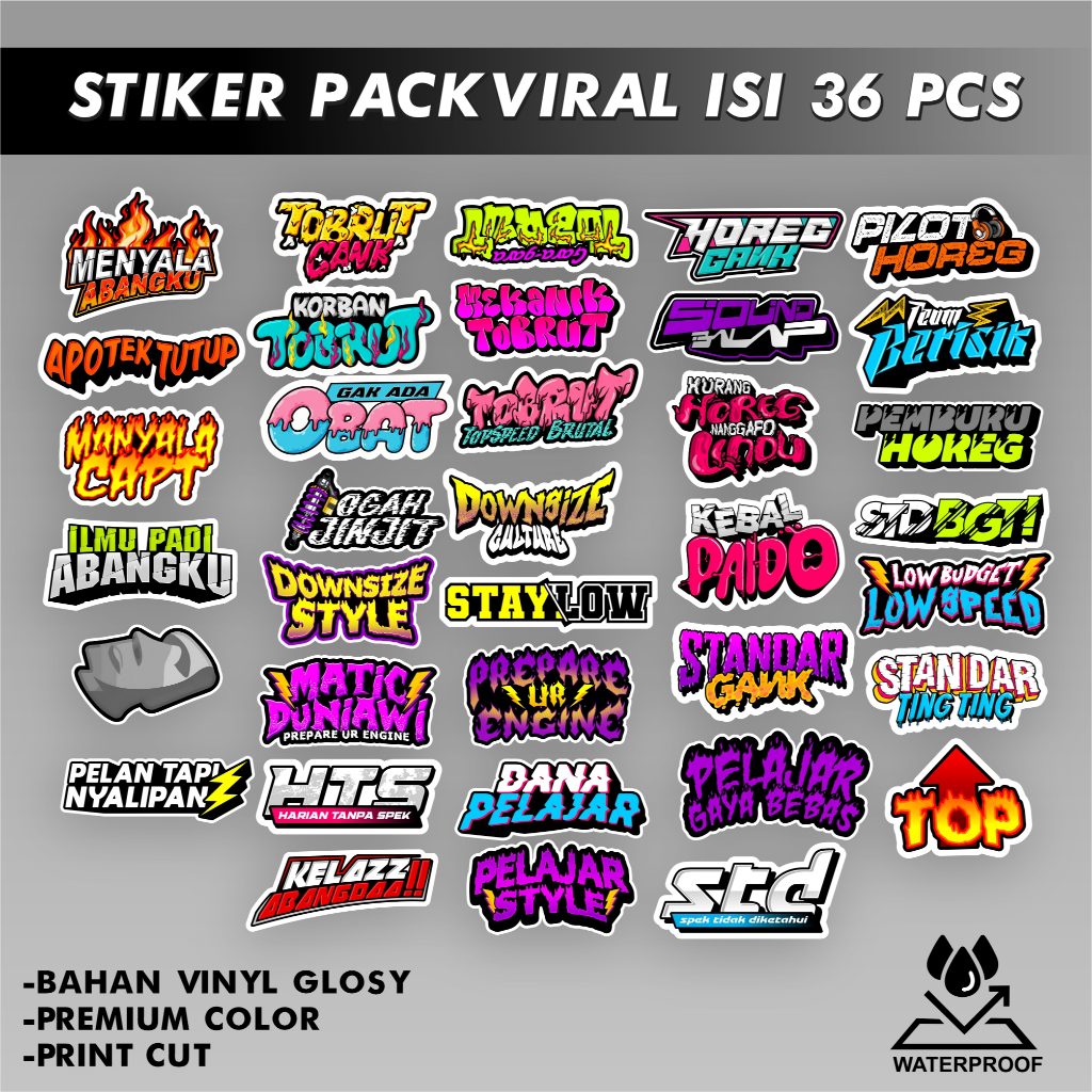 

Sticker Sponsor Pack Stiker Logo Viral Isi36 pcs-Setiker Murah Banyak dan Awet Sudah Laminasi Stiker Tobrut
