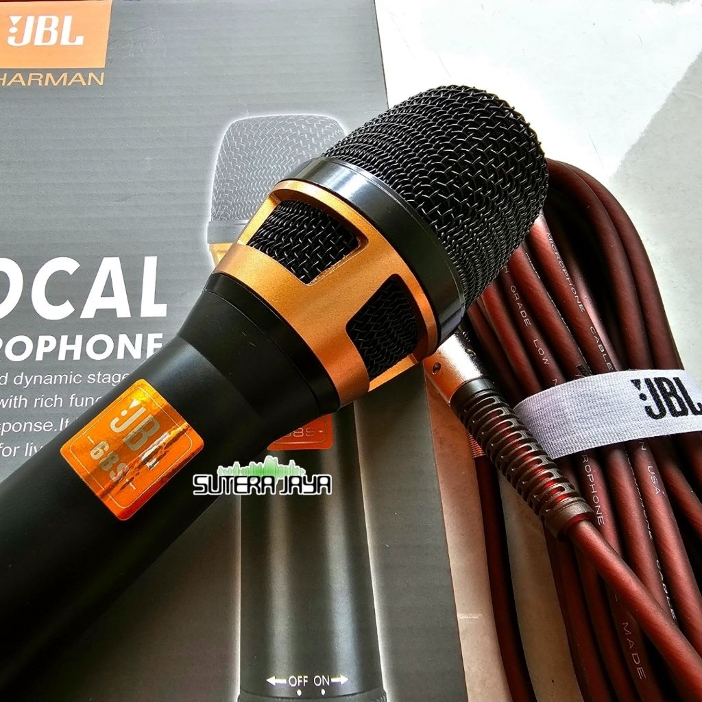 JBL Mic Kabel Premium JBL 68S Karaoke Profesional Microphone Kabel Mikropon Premium dengan Pola Card
