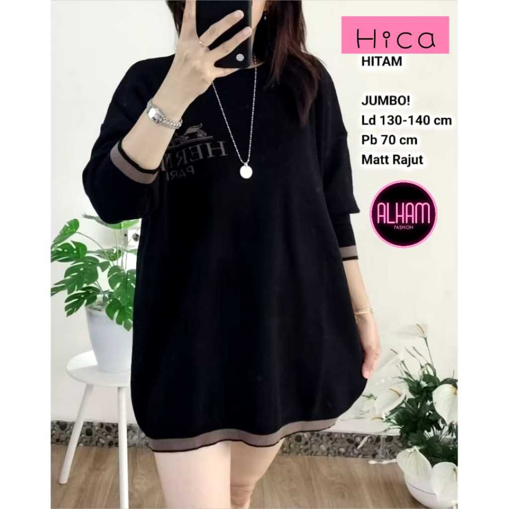 HICA BLOUSE RAJUT SUPER JUMBO MOTIF TERBARU PAKAIAN WANITA BAJU ATASAN LENGAN PANJANG