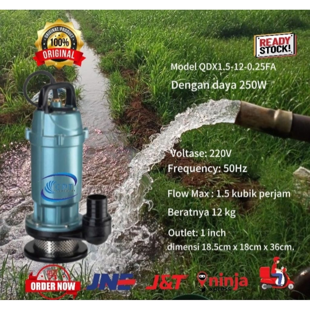 pompa celup air bersih submersible 1" 0.33hp 250watt otomatis