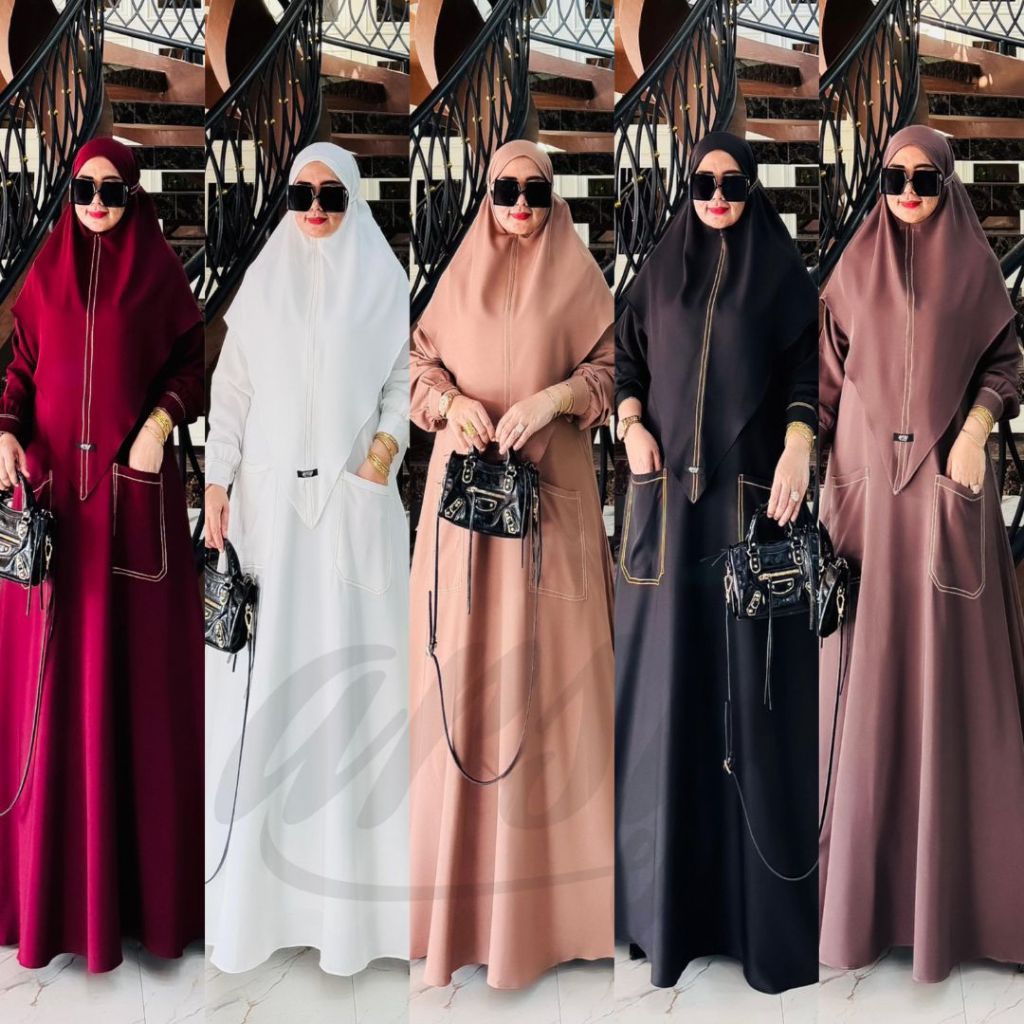 Aqsha Set Syar'i Umroh Series Gamis Syar'i Branded Original By Arsy