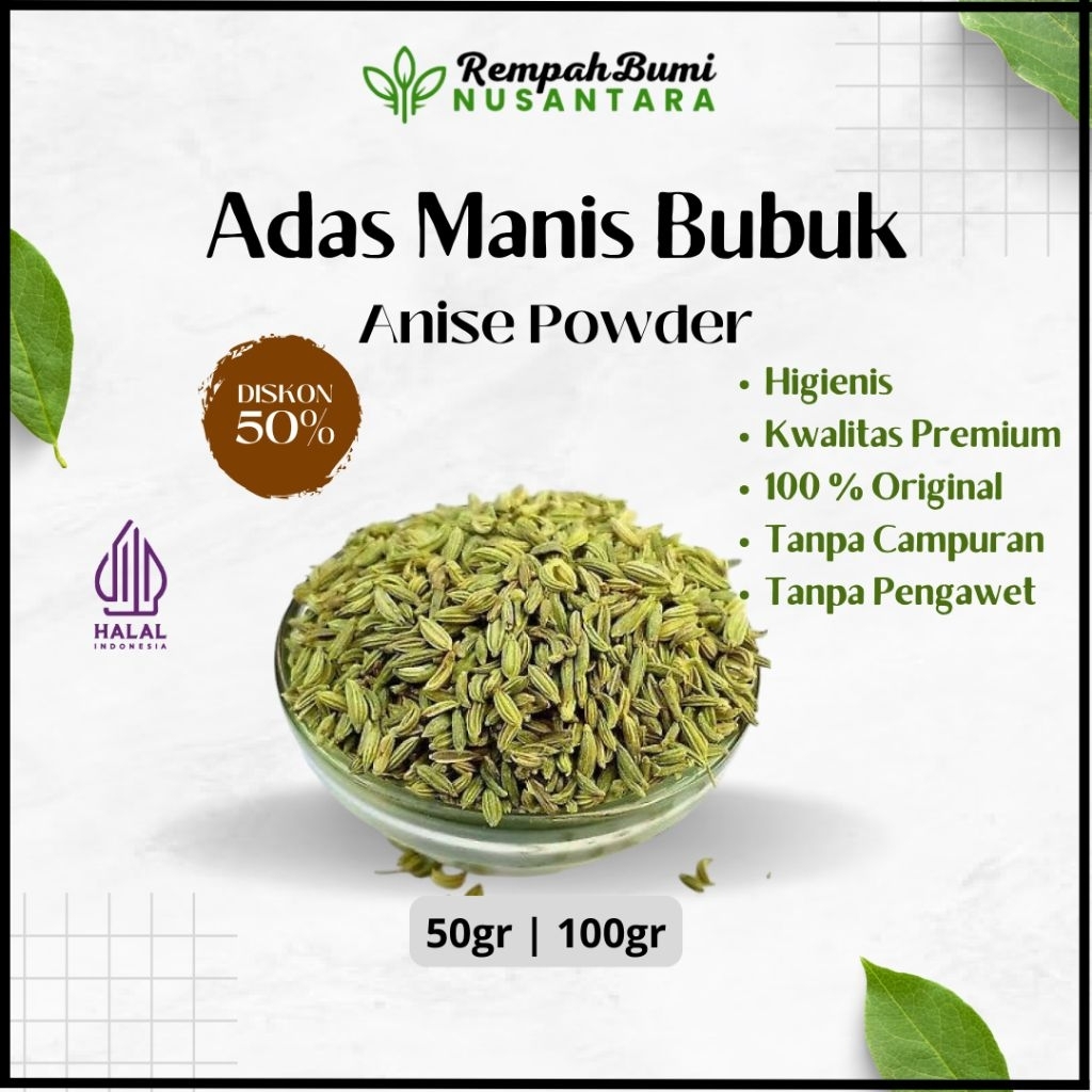 

100gr Adas Manis Bubuk 100% murni tanpa campuran