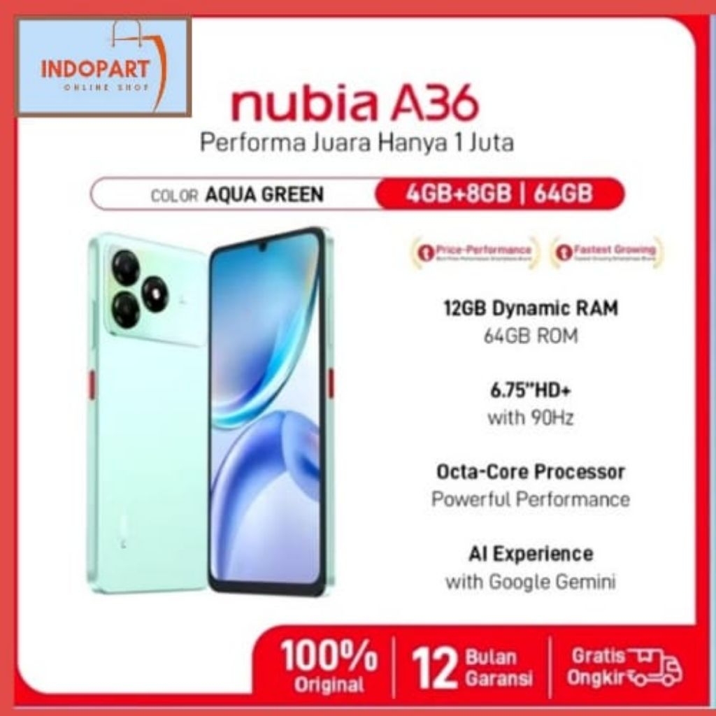 ZTE Nubia A36 4/64 NEW GARANSI RESMI