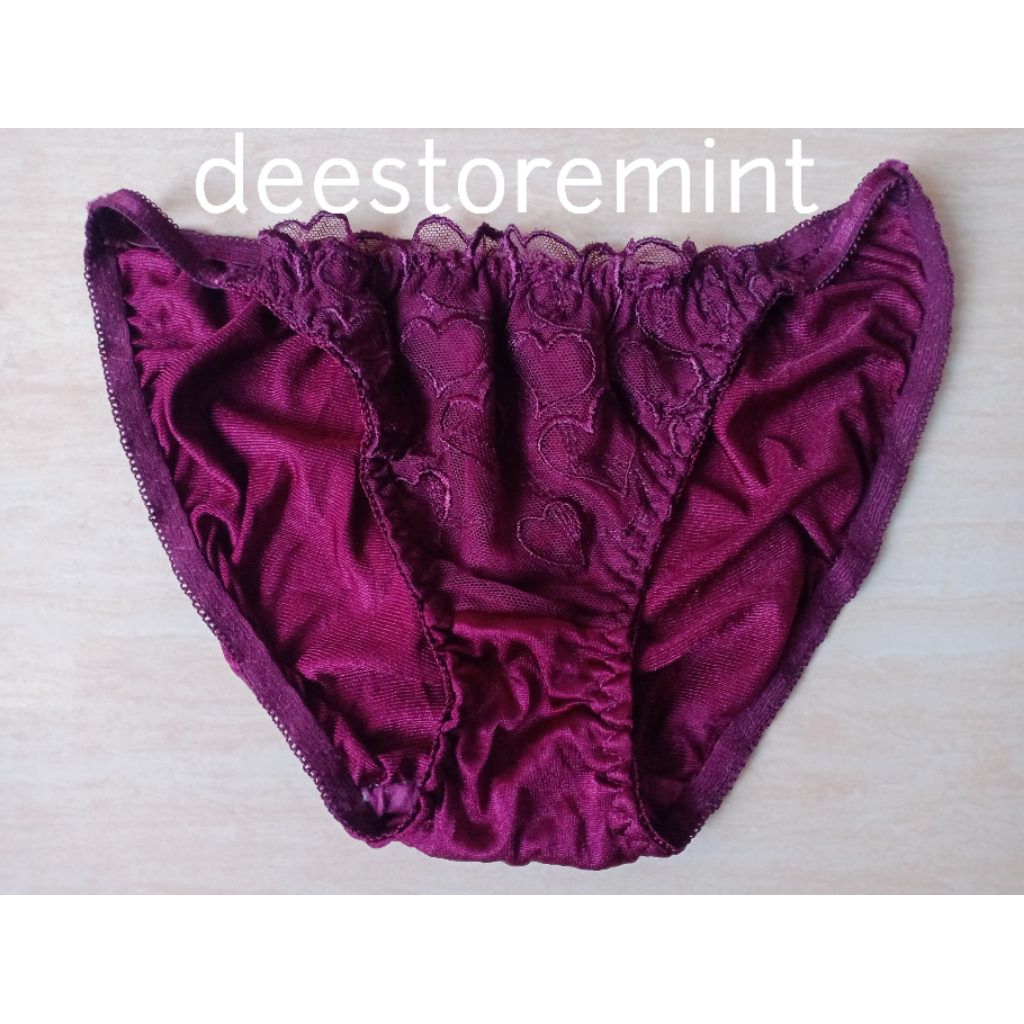cd merah maroon celana dalam satin brukat koleksiku