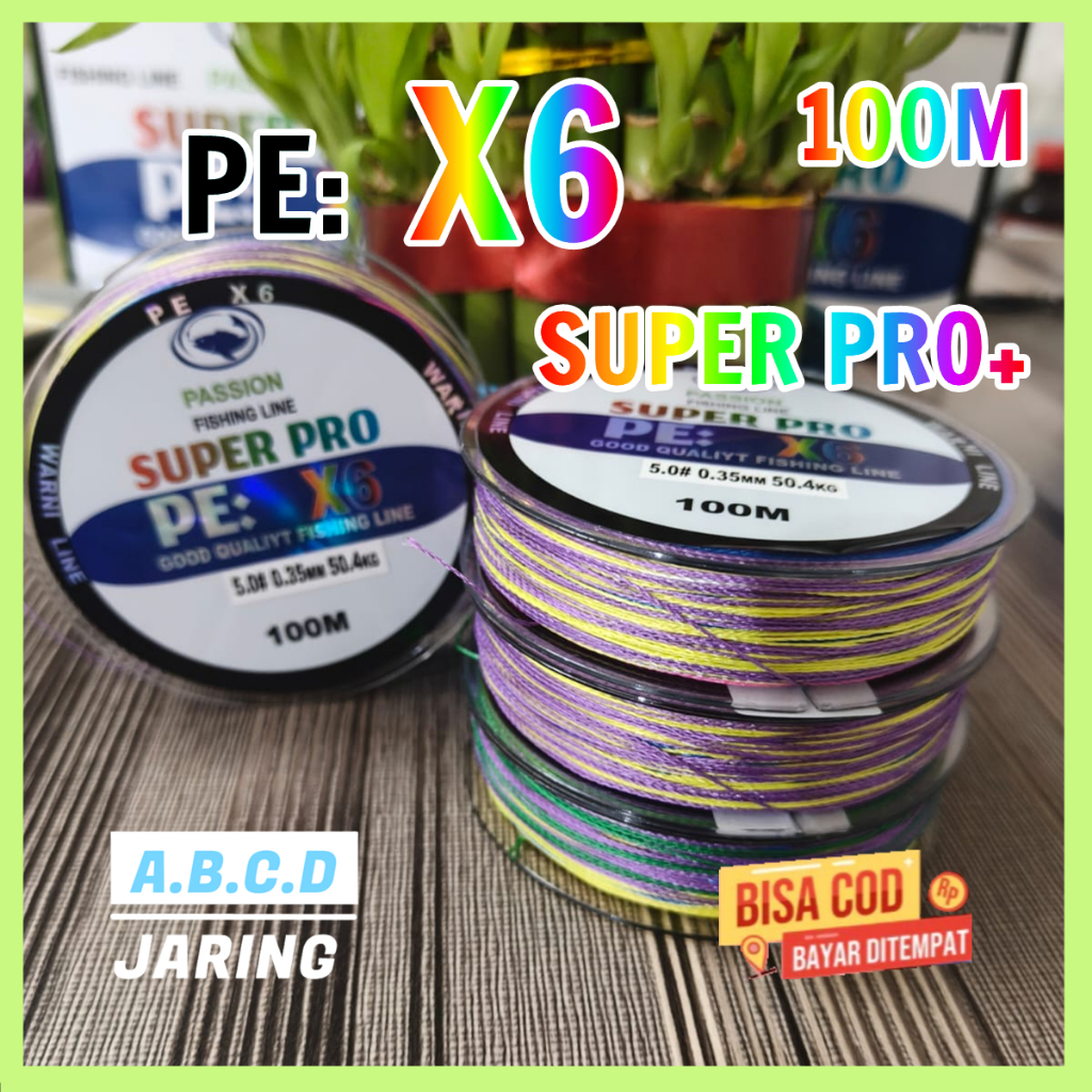 Senar Pancing PE Braided 4 Lapis 100M Tali Pancing X6 Kuat dan Tahan Gesek Super Kuat
