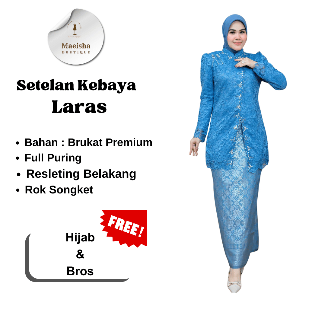 Set Kebaya Laras Rok Songket Free Hijab & Bros / Kebaya Songket Modern / Kebaya Wisuda / Kebaya Pest