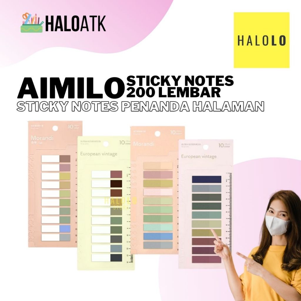 

Sticky Notes Penanda Halaman Buku Aimilo Sticker Pembatas Buku Aimilo Index Page Markers 10 Warna 200 Lembar