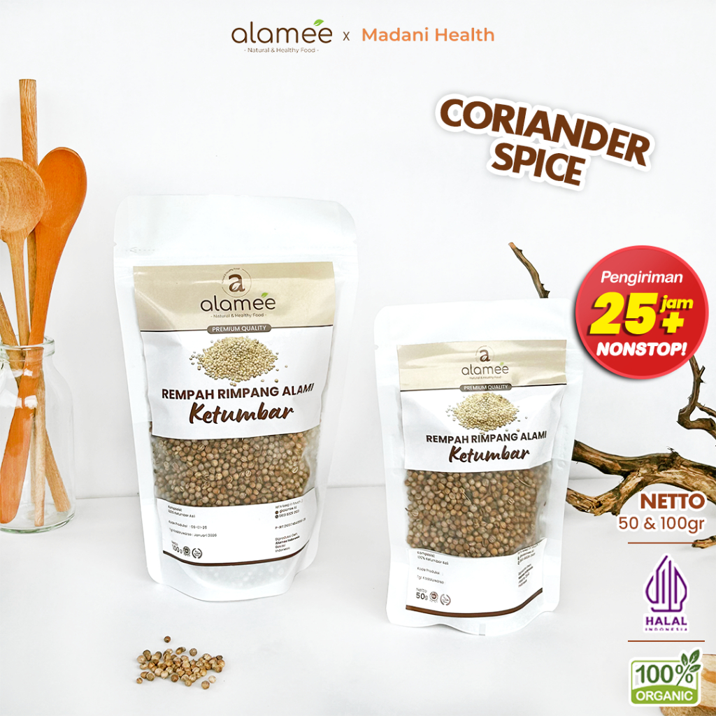 

ALAMEE Ketumbar Organik Coriander Seed Biji Rempah Rimpang Alami Bumbu Seasoning Masakan Masak 100gr