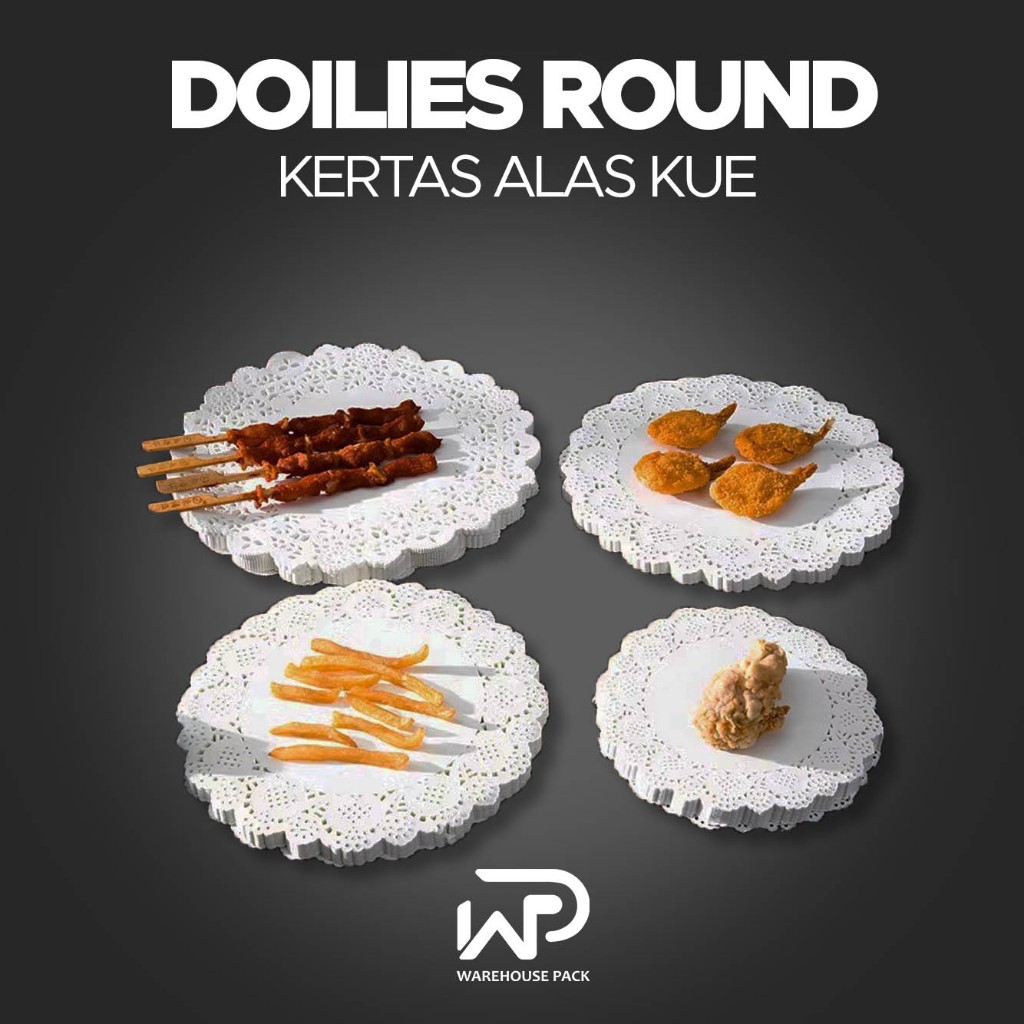 ( 50 Pcs ) GRADE Doilies Paper Round Kertas Tatakan Toples | Kertas Renda Alas Kue Roti Putih| Kerta