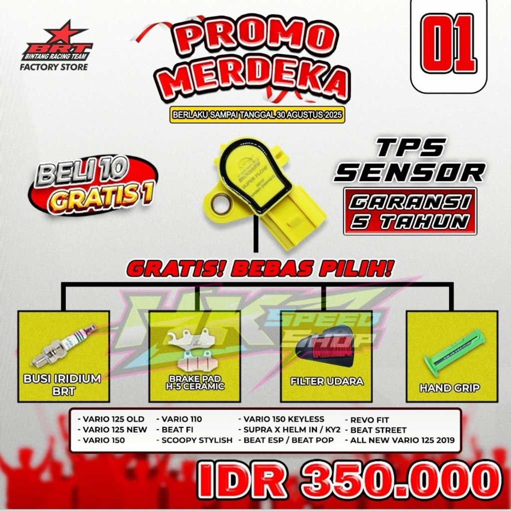 SENSOR TPS BRT HONDA VARIO 125 SERIES VARIO 150 SERIES BEAT POP BEAT ESP BEAT FI BEAT STREET FREE BO