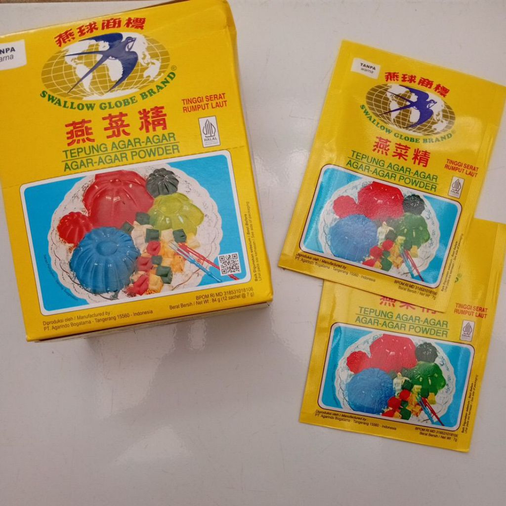 

Agar Agar Powder Merk Swallow Globe 1 ktk @ 12 sachet