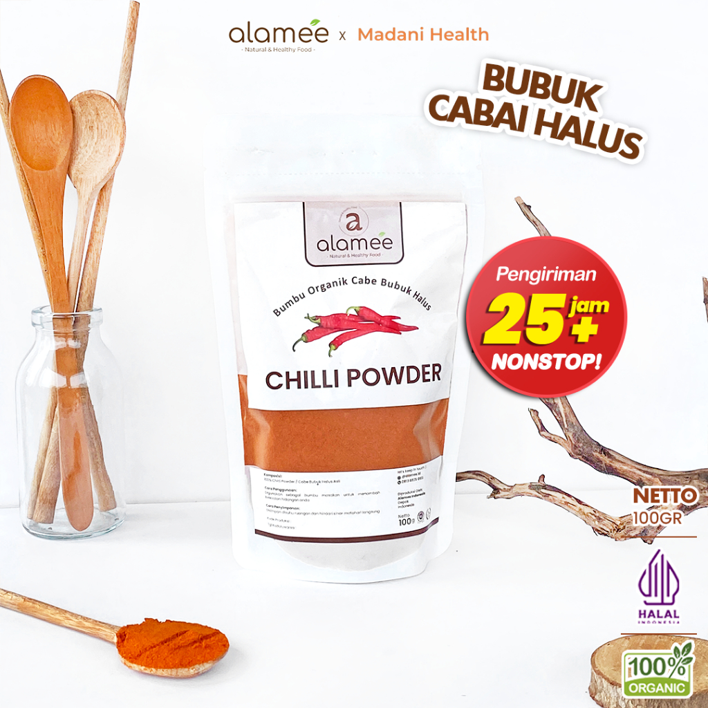

ALAMEE Bumbu Cabe Cabai Bubuk Kering Halus Pedas Chilli Seasoning Powder Rempah Murni Dapur 100g