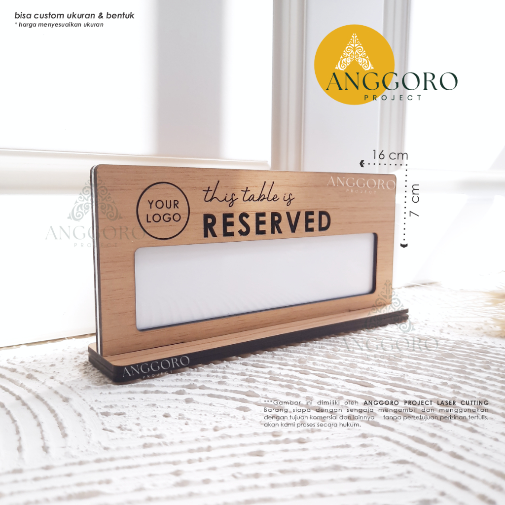 Tanda Reserved / Papan Meja / Reserved Sign / Desk Sign / Reserved Board / Papan Meja Reservasi