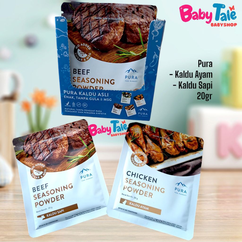 

Kaldu MPASI PURA Seasoning Bumbu Kaldu Ayam Kampung Kaldu Sapi Netto 20 gram