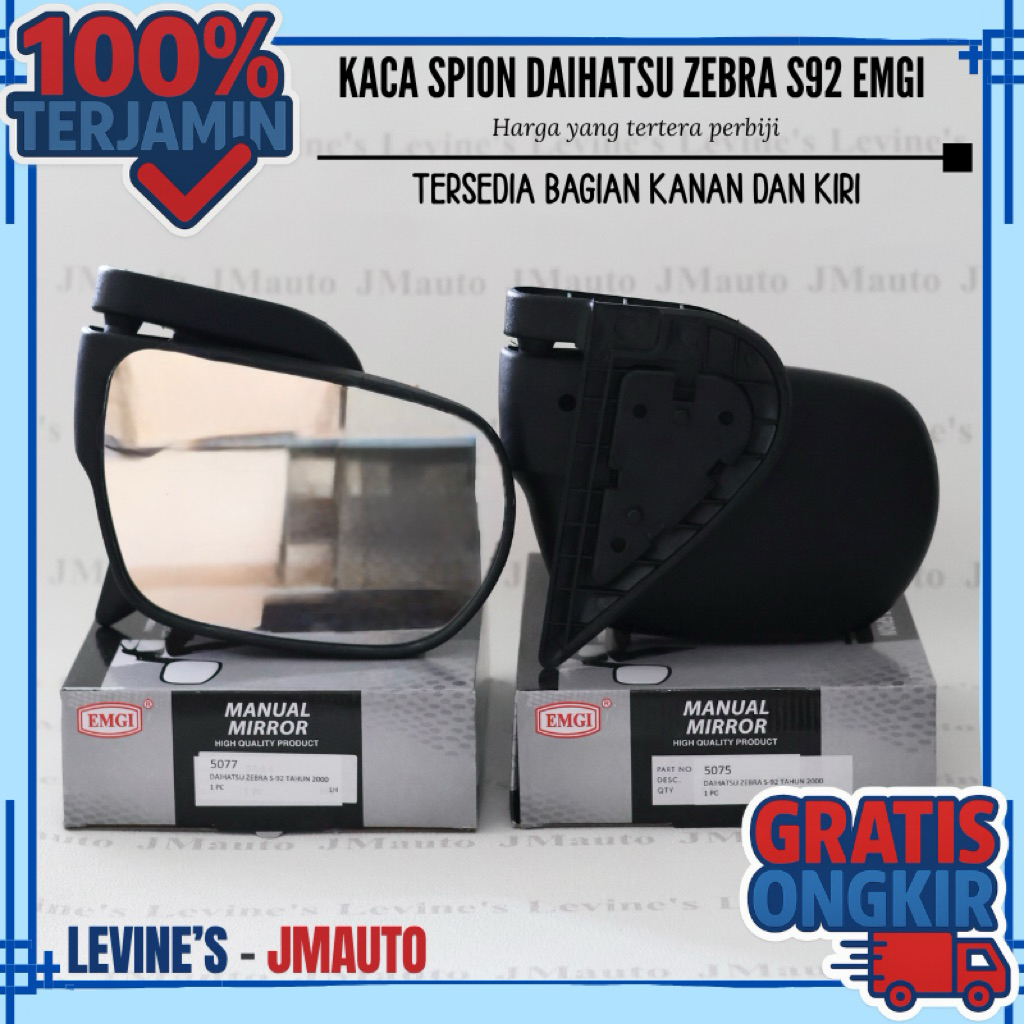 kaca spion daihatsu zebra s92 tahun 2000 hitam manual merk emgi (harga perbiji) / kaca spion zebra /