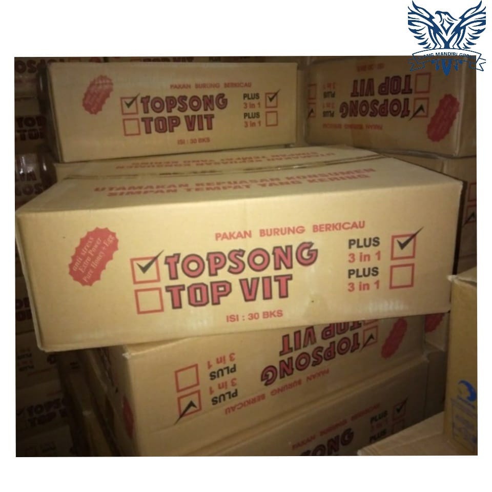Topsong Pakan Burung Berkicau Kuning Coklat Rumput Laut 1 Dus isi 30 Pcs / Topsong Kuning