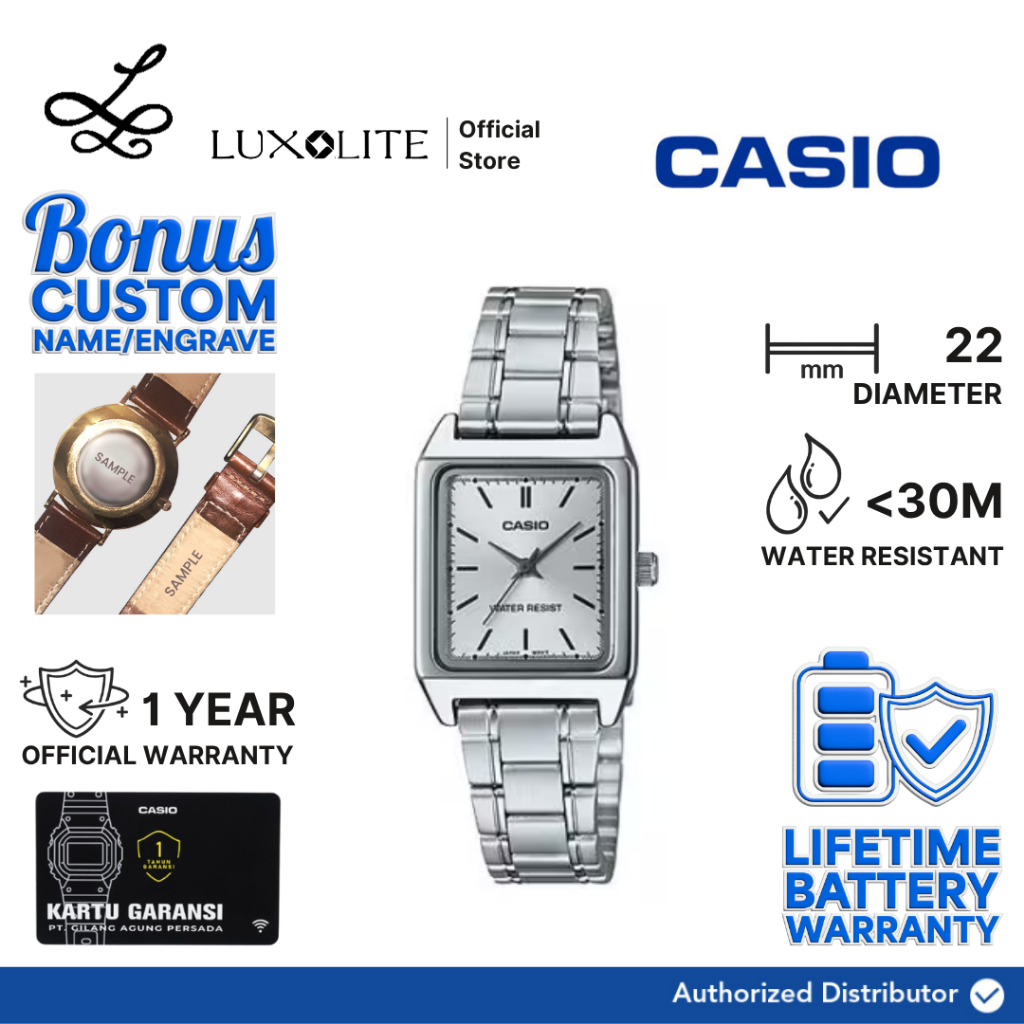 [Luxolite] CASIO Jam Tangan Wanita Analog LTP-V007D-7EUDF/LTP-V007D-7E/LTP-V007D-7 Stainless Steel