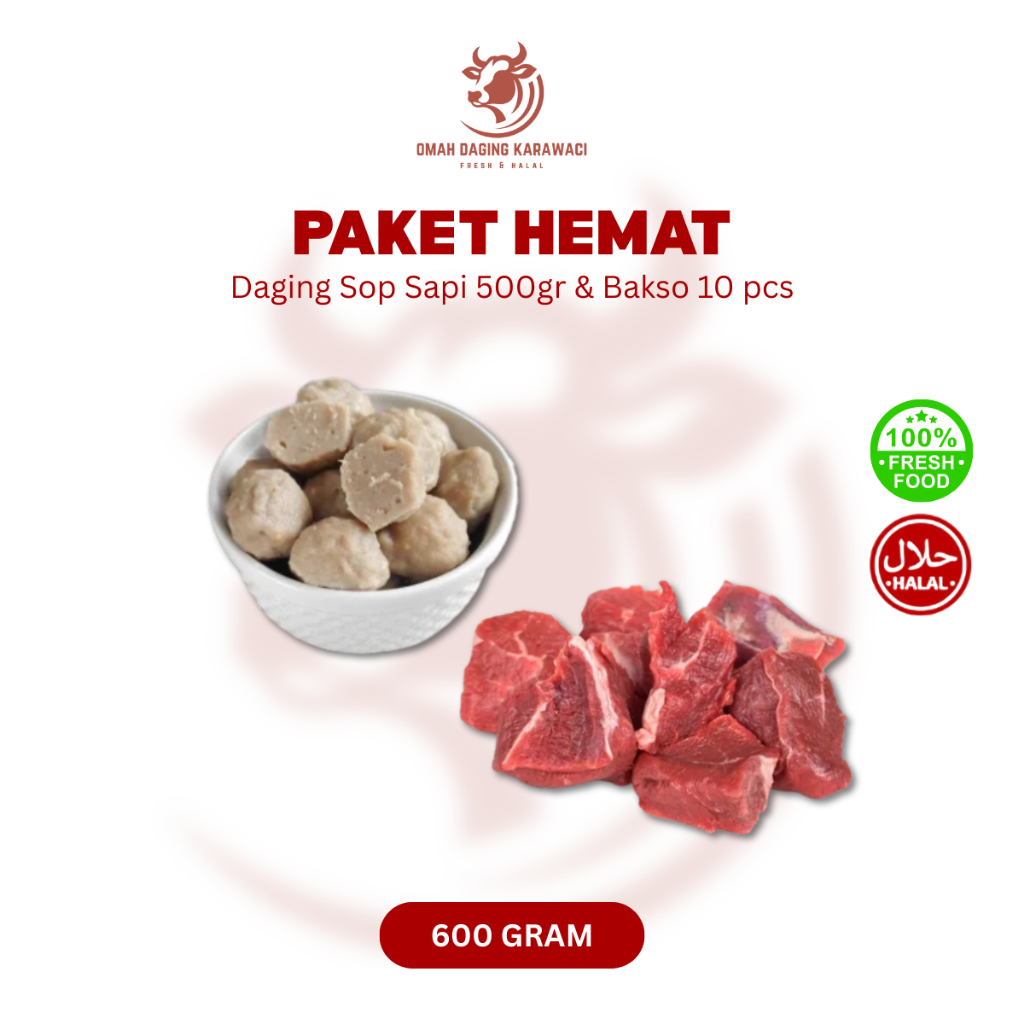 

Paket Hemat - Daging Sop Sapi 500gr & Bakso 10 pcs Tangerang
