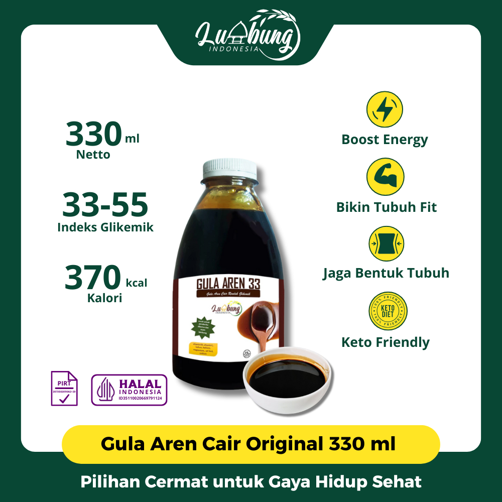 

Gula Aren 33 Cair Premium Brown Sugar Asli Organik 330ml