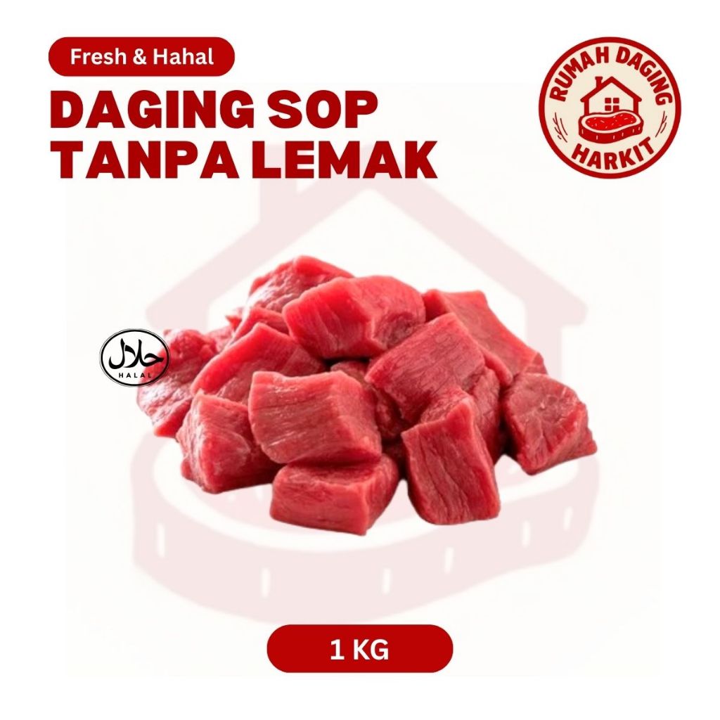 

Daging Sapi Sop - Rawon - Tongseng - Daging Sop Frozen - Daging Segar - Tanpa Lemak 1kg
