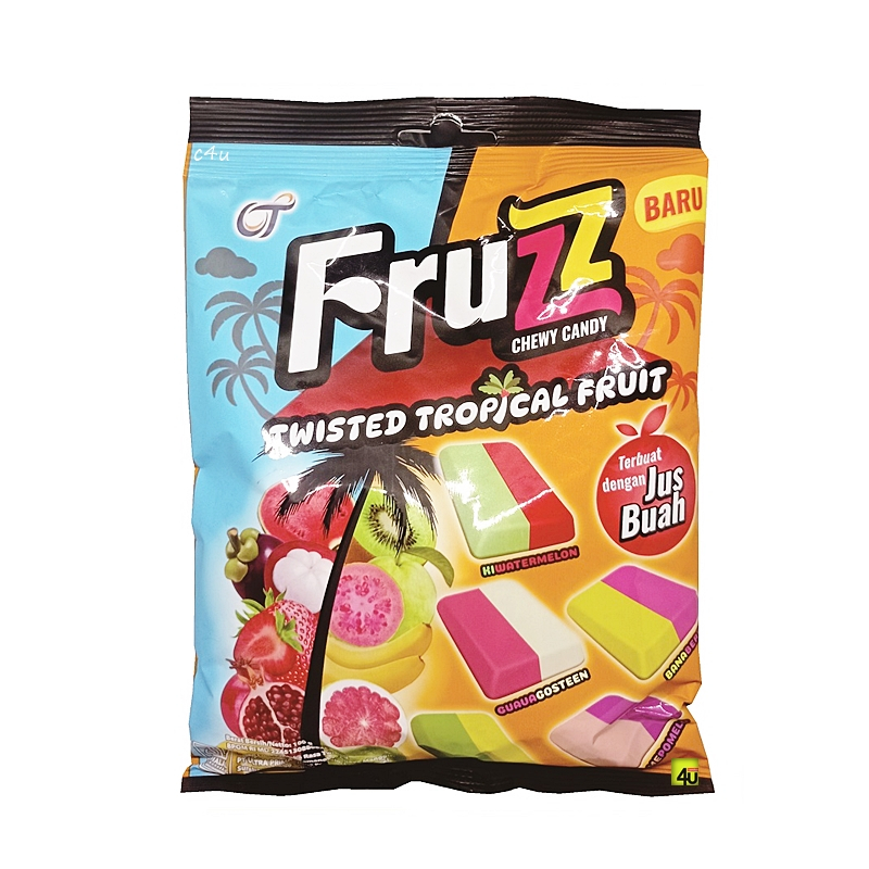 

[oddsolshop] pekanbaru/Fruzz Chewy Candy Twisted Tropical Fruit 100GR Permen Paduan Jus Buah