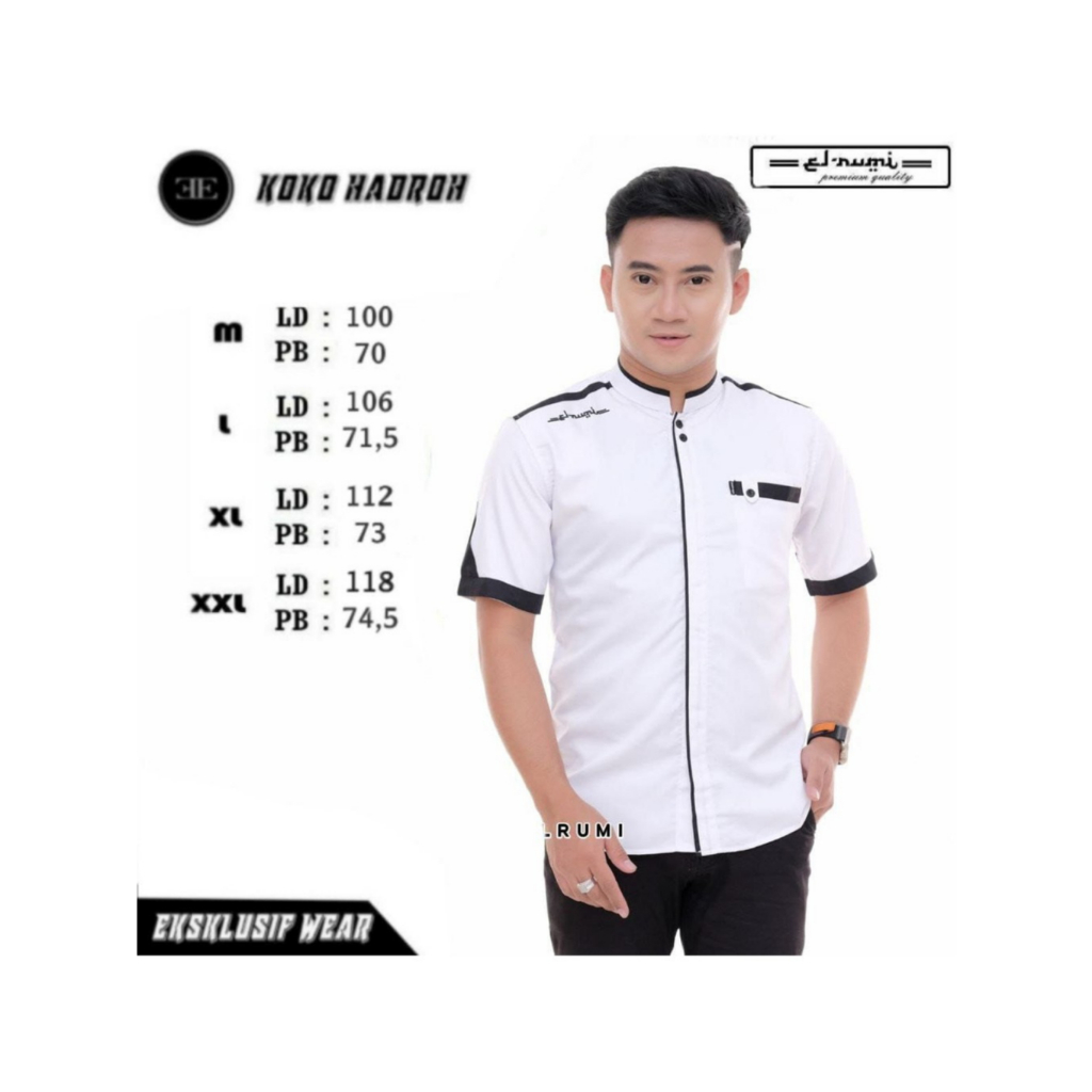 BAJU KOKO PRIA LENGAN PENDEK ELRUMI MOTIF YISUNSIN