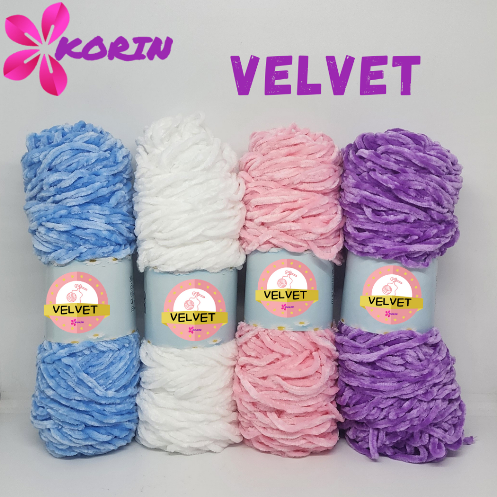 VELVET YARN KORIN / BENANG RAJUT BLUDRU VELVET KORIN / VELVET KNITTING YARN / BENANG BLUDRU / 100GR