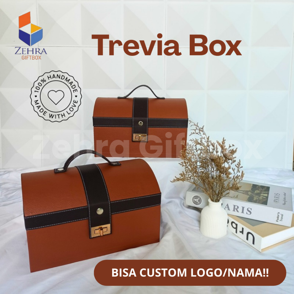 

Giftbox/Box Hampers Anniversary Pernikahan Model Vintage | Kotak Kulit Sintetis uk. 30 X 20 X 18