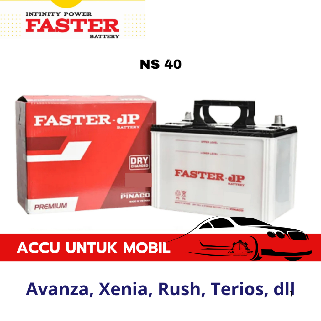 Aki Mobil Avanza Xenia Rush Terios DLL - Accu FASTER JP NS40 Aki Basah 12 V / 32 Ampere