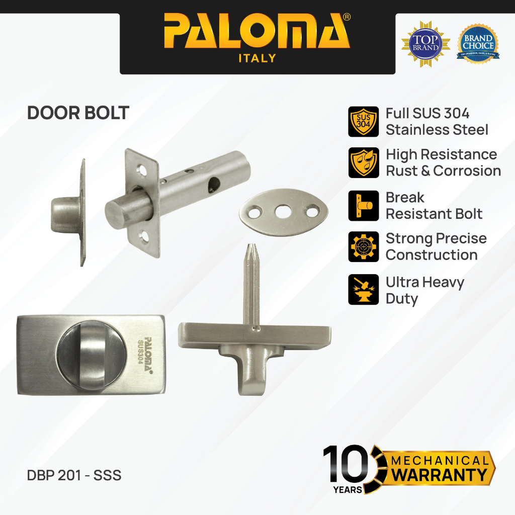 PALOMA DBP 201 Door Bolt Grendel Gerendel Kunci Tusuk Slot Tambahan Stainless Steel SUS304 SUS 304 S