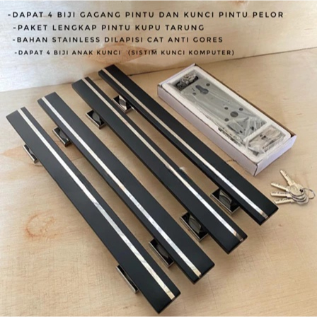 Full Set Handle Hendel Handel Gagang Tarikan Pegangan Pintu 2 Rumah Set Kunci Konci Grendel High Qua