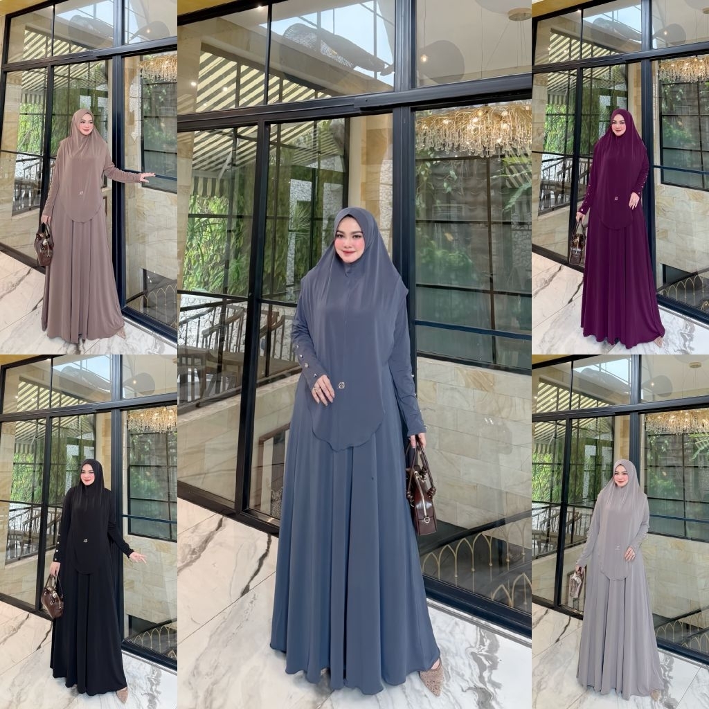 Syakira Set Hijab bergo BY AVRILIA HIJAB / GAMIS SET HIJAB SYARI