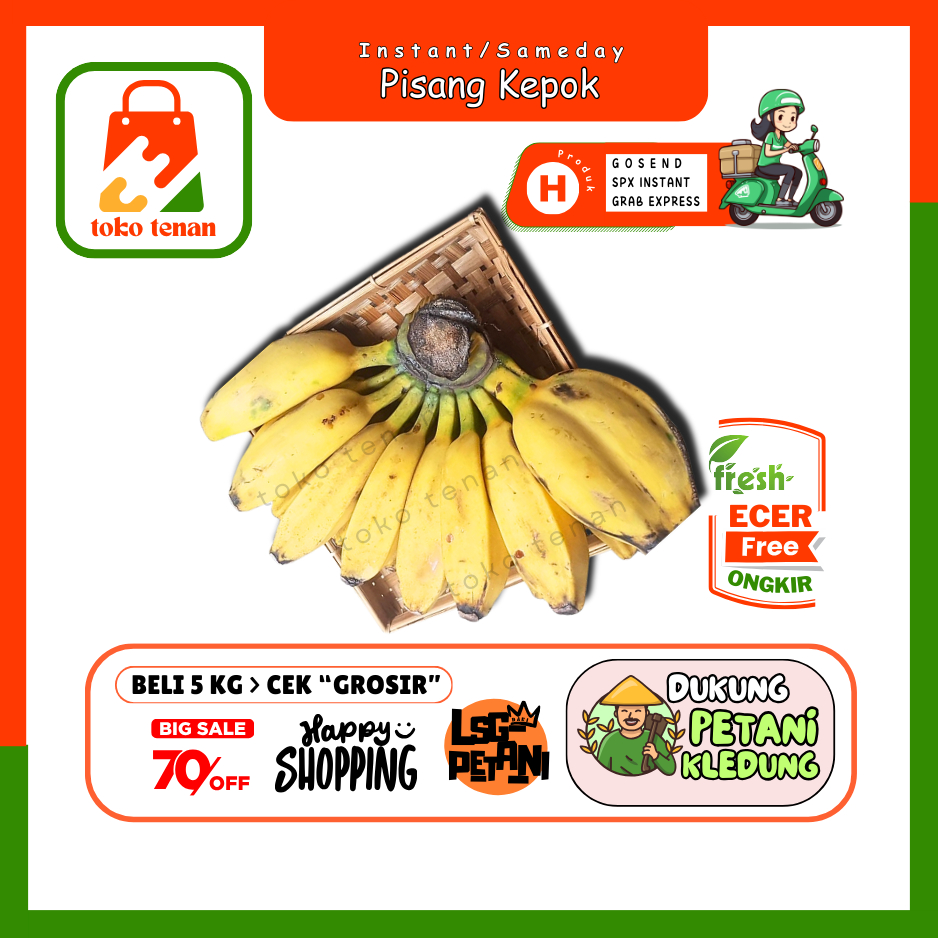 

Tokotenan // Pisang Kepok Kuning L Matang -- Sayur Gunung Ecer (H)